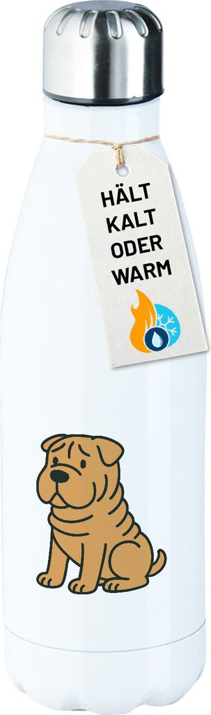 Huuraa Trinkflasche Shar Pei Comic PeiPei 500ml White Edelstahl Wasserflasche Trinkflasche Geschenkidee