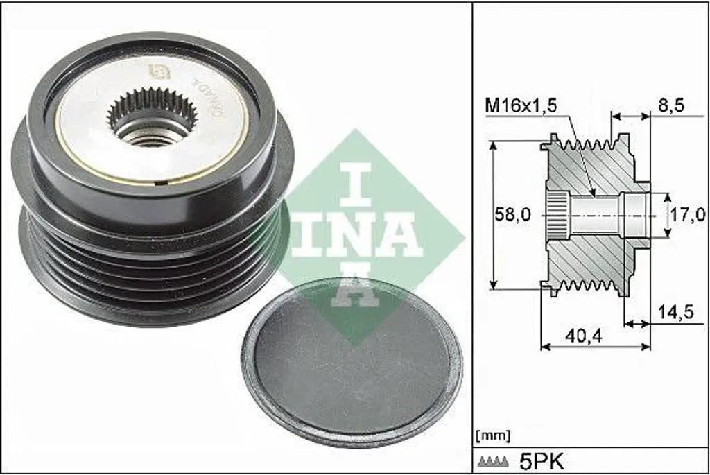 Poulie débrayable d'alternateur INA 535028010 pour i10 et Rio