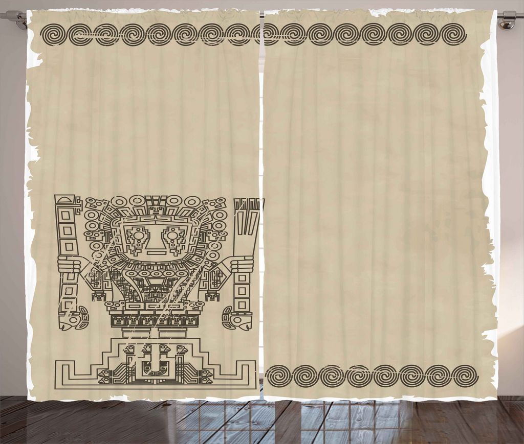 ABAKUHAUS Amerikanischer Ureinwohner Rustikaler Vorhang, Maya-Relikt, Wohnzimmer Universalband Gardinen mit Schlaufen und Haken, 280 x 175 cm, Arme...