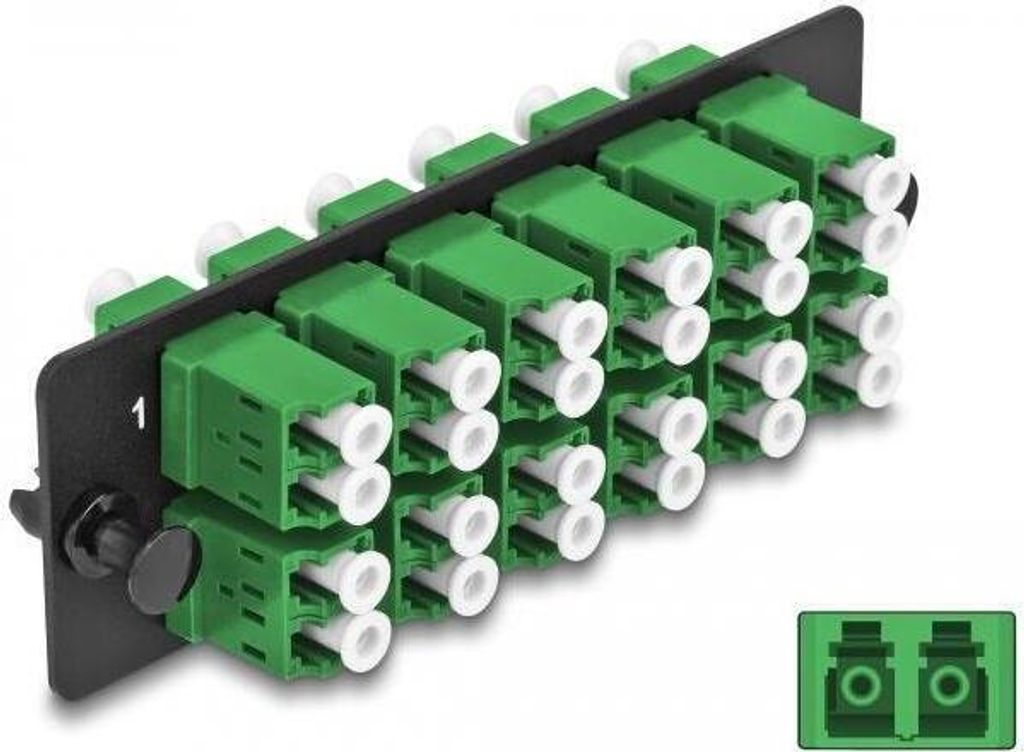 LWL Adapter Panel LC Duplex APC 12 Port, grün, 19" HD Patchpanel