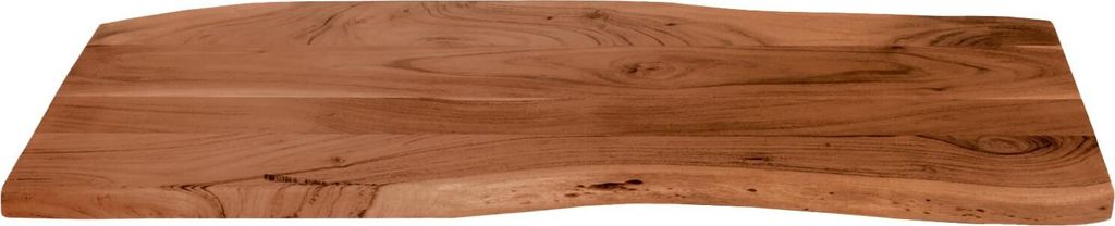 Holzplatte 100x40 cm Louisa, Tischplatte aus Akazienholz massiv + nussbaumfarben, Baumkanten-Platte für Heimwerker, geeignet für Arbeitsplatten, ...