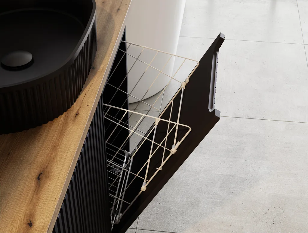 Petit Meuble de Rangement Linge Nova Noir 40cm pour Salle de Bain