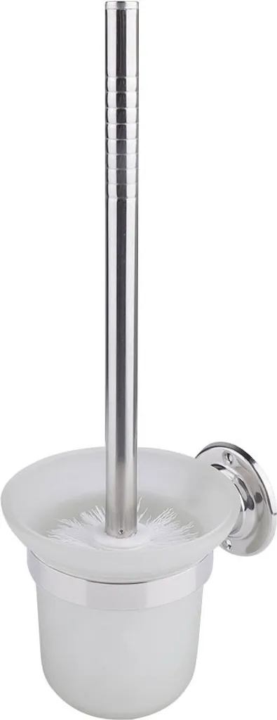 Brosse de toilette avec support ventilé et manche en acier inoxydable