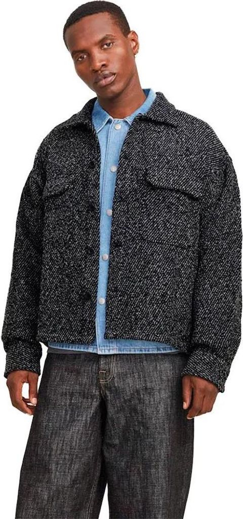 Jack & Jones Winter Twill Überhemd Schwarz L Herren Schwarz L
