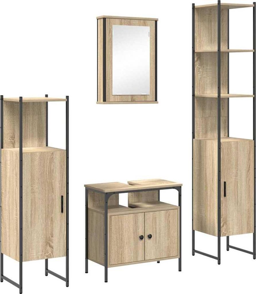 Badezimmermöbel-Set mit Regal 4 pcs Sonoma-Eiche Holzwerkstoff