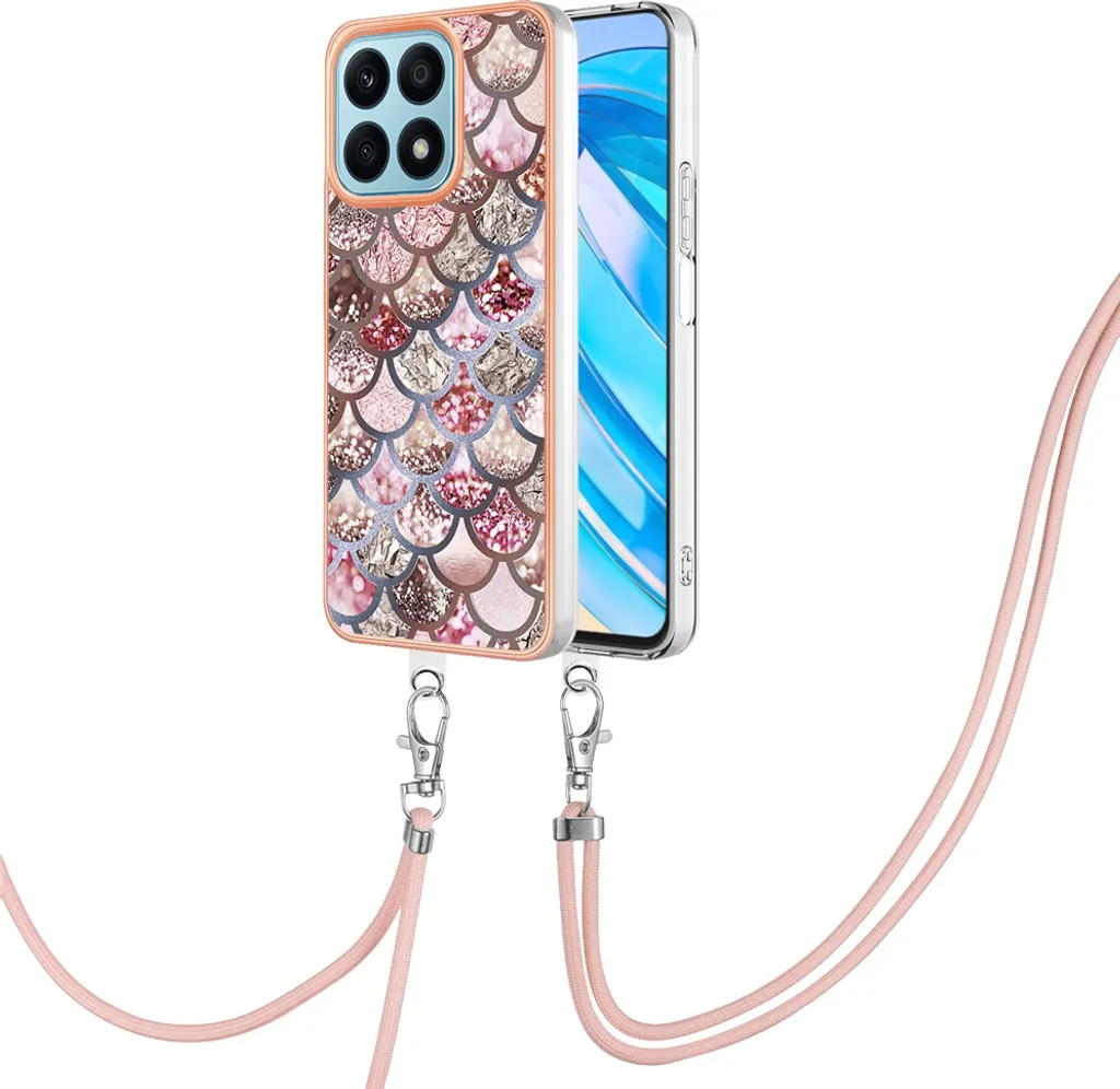 Cover Honor X8a con Cordino: Accessorio Fashion Coffee TPU Regolabile