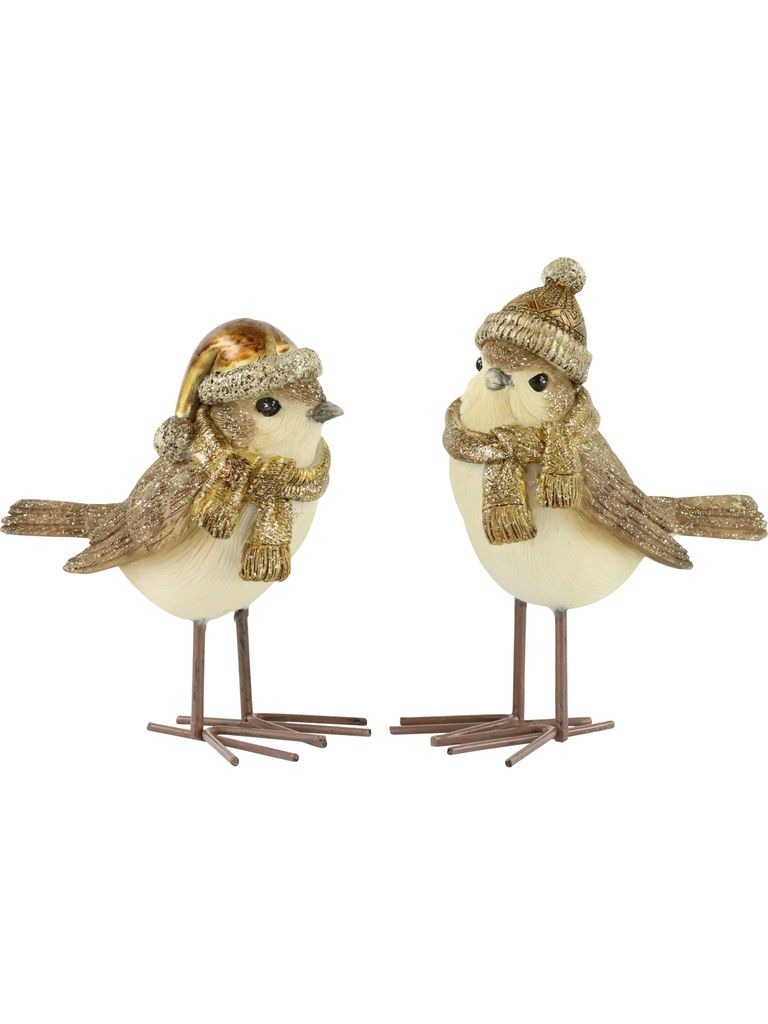 Hoff Interieur 4205 Goldvogel, 10x5x10cm 2er Set Vogel