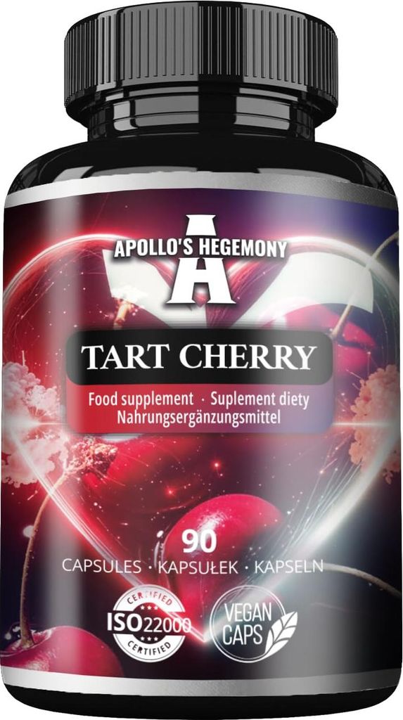 Sauerkirsche 500 mg pro Kapsel - Konzentrierter Extrakt 25:1 - 90 vegane Kapseln für gesteigertes Wohlbefinden - von Apollo's Hegemony