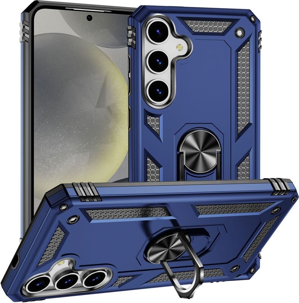 Mobigear Armor ring Samsung Galaxy S25 Plus Hülle Hardcase Backcover Stoßfest mit Ringhalter - Blau