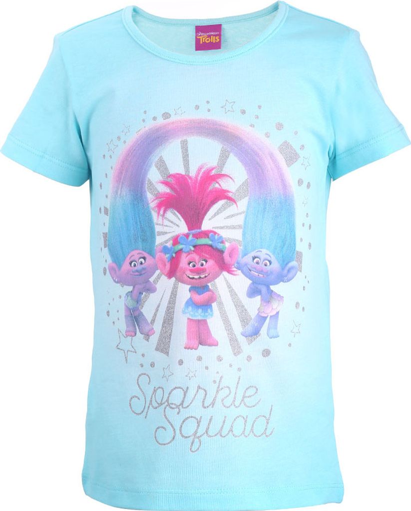 Trolls T-Shirt Mädchen Türkis, Größe 98 – farbenfrohes Kinder-Shirt mit Print