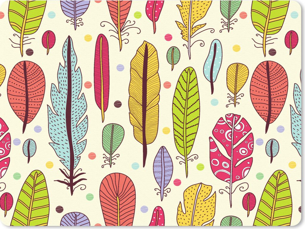 MuchoWow Mauspad Mousepad Muster - Federn - Farben - Jungen - Kinder - Kind 40x30 cm - Mousepads - Maus Mat - Pad - Mausunterlage - Anti Rutsch