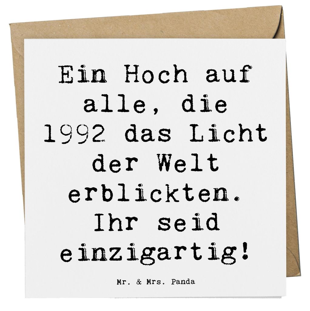 Mr. & Mrs. Panda Glückwunschkarte Spruch 1992 Geburtstag Einzigartig - Weiß - Geschenk, Alter, Licht der Welt erblickten, Jahrgang, anlasskarte, ...
