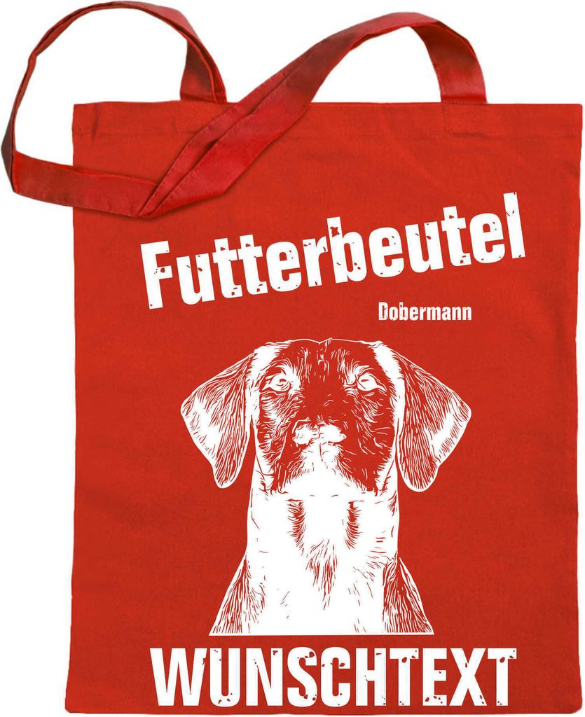 Kiwistar Futterbeutel - Dobermann - Einkaufsbeutel Wunschtext mit Motiv Hund - Jutebeutel bedruckt - Tragetasche Stoffbeutel Umhängetasche Langer ...