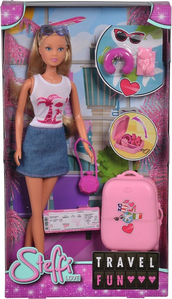 Simba - Steffi Love Reisepuppe mit aufklappbarem Trolley und Urlaubszubehör (Simba 105733289) SIMBA