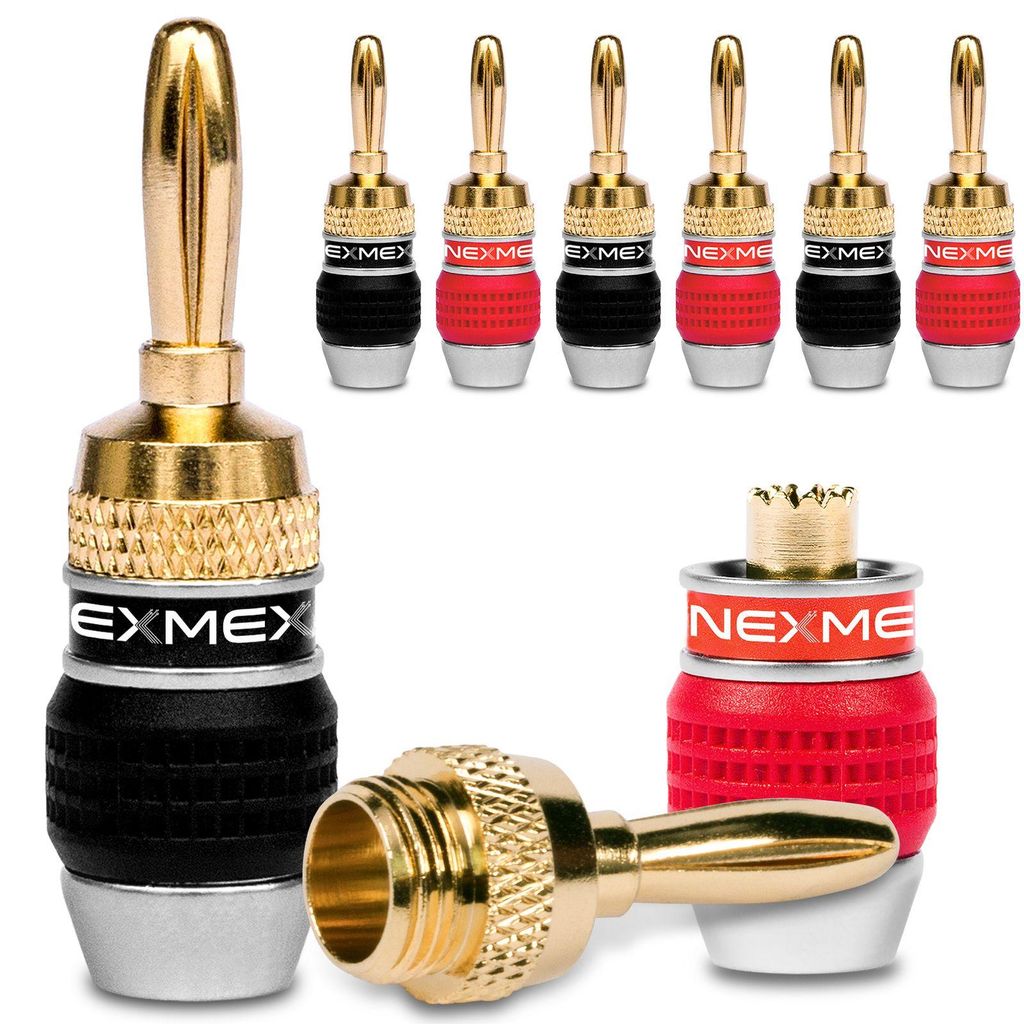 Bananenstecker 4mm schraubbar NEXMEX 24k vergoldet Produktbild 