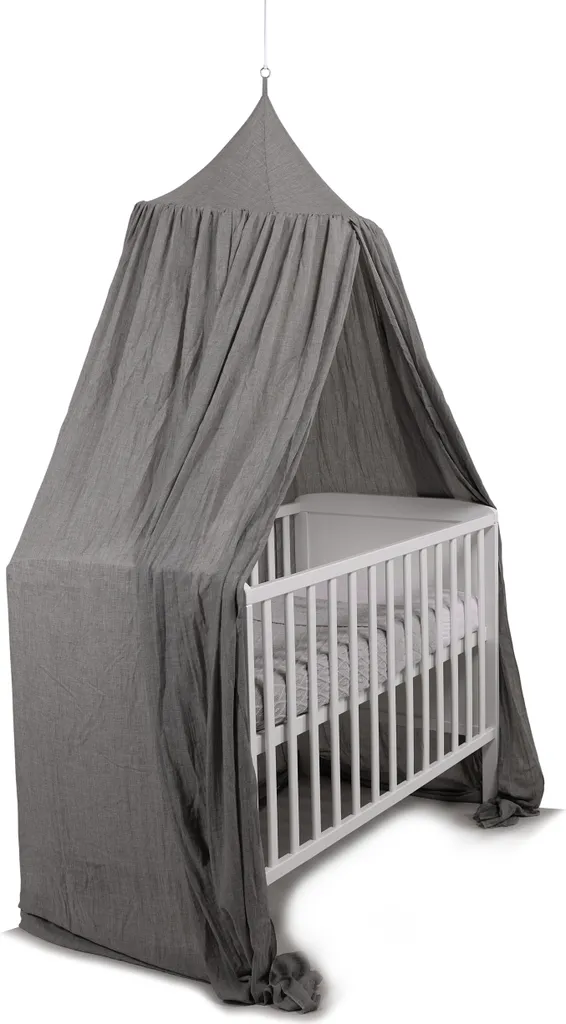 Voile bébé Deconet Gris doux - Ciel de lit anneau 60cm tour 400cm