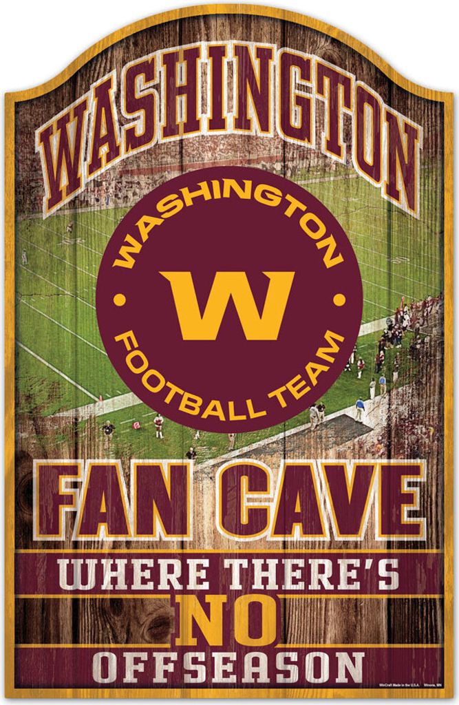 NFL Washington Football Team Fan Cave No Off Season Wood Sign Holzschild Holz 43x28cm