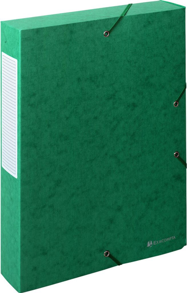Exacompta Archivbox Rücken 60mm mit Etikett aus Manila Karton Scotten Nature Future, Grün, Pappe, A4, 240 x 320 x 60 mm