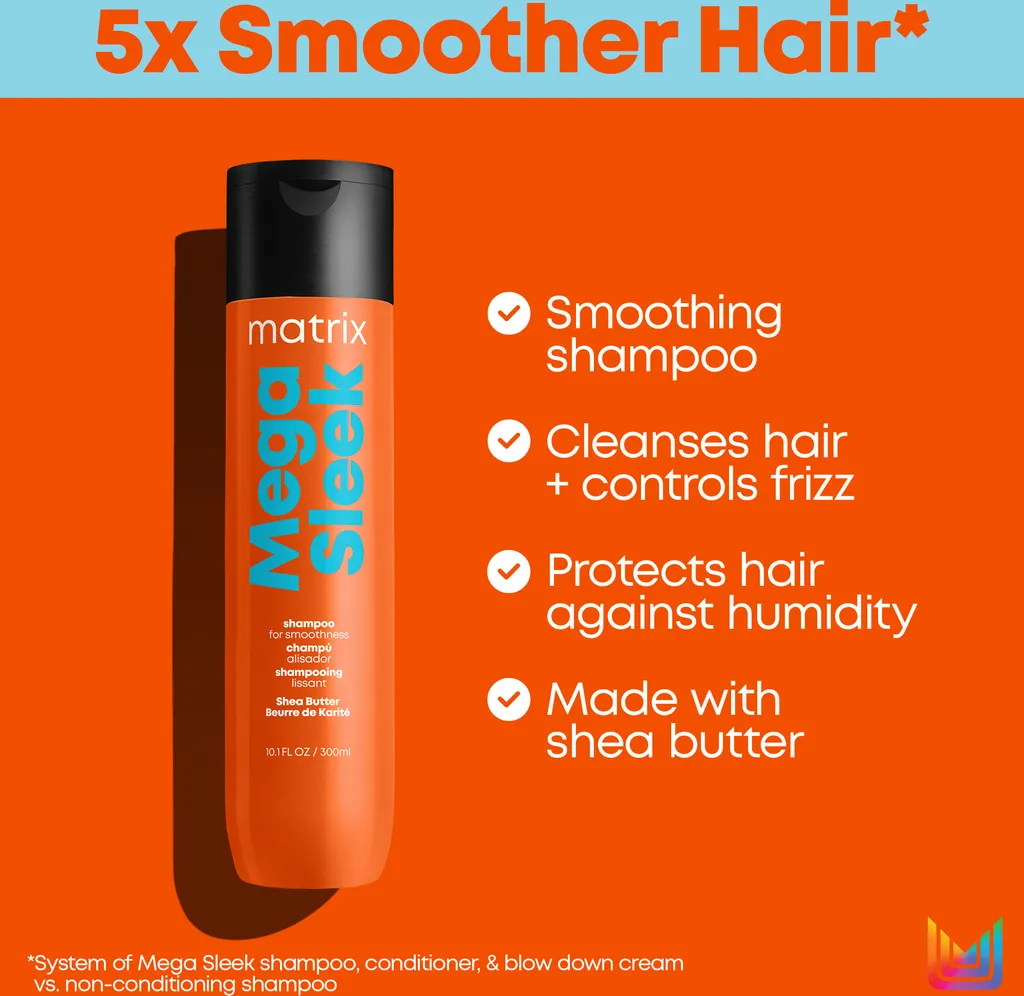 Matrix Mega Sleek Shampooing 1000ml Solution Anti-Frisottis et Lissage - 12