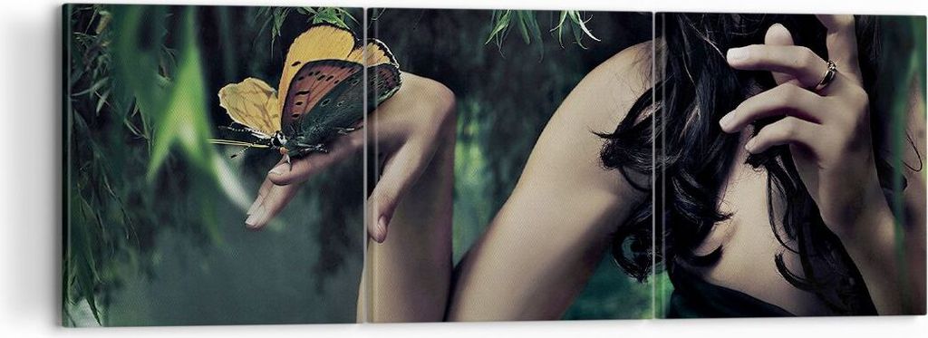 Bild auf Leinwand - Leinwandbild - Körper Kosmetik Mode Schmetterling - 120x40cm - Wand Bild - Wanddeko - Leinwanddruck - Bilder - Kunstdruck - Le...