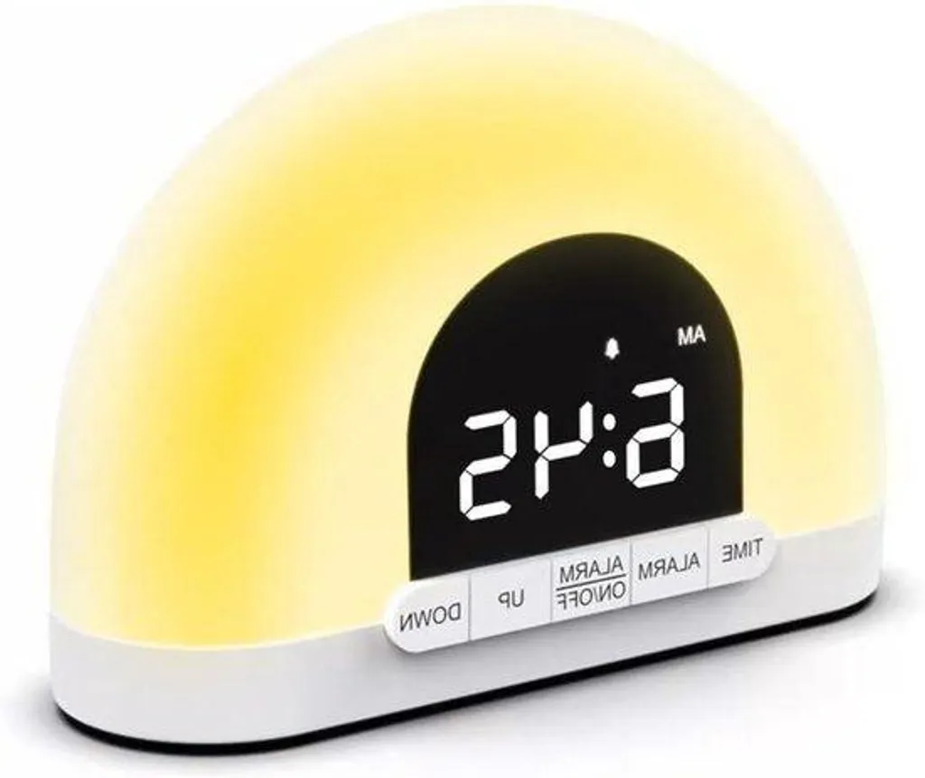 Réveil simulateur de lever de soleil et veilleuse LED à lumière chaude