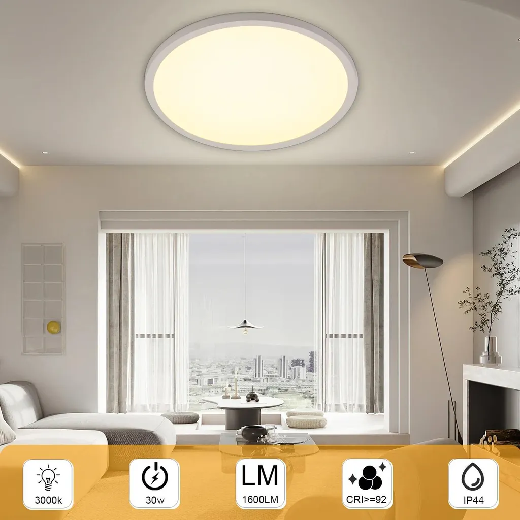 Lot de 2 plafonniers LED 30W ultra-plats 38cm avec télécommande variable