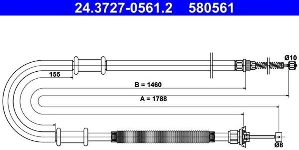 ATE 24.3727-0561.2 - OE 46766309 Handbremsseil für Doblo