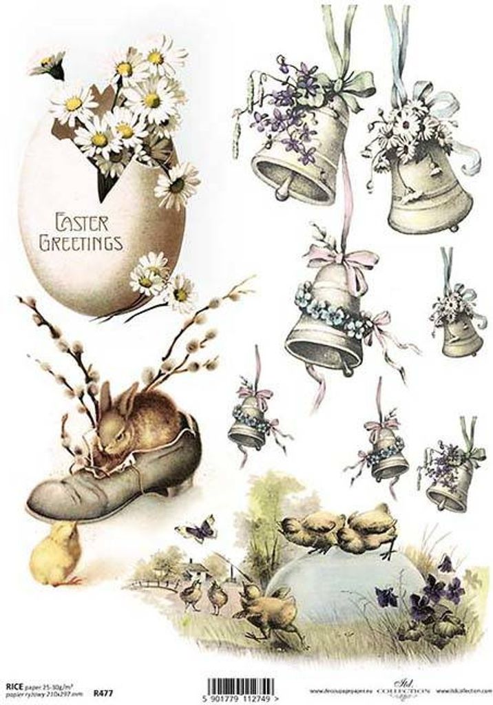 ITD Reispapier Decoupage Bastelpapier Softpapier Serviettentechnik, Ostern R477