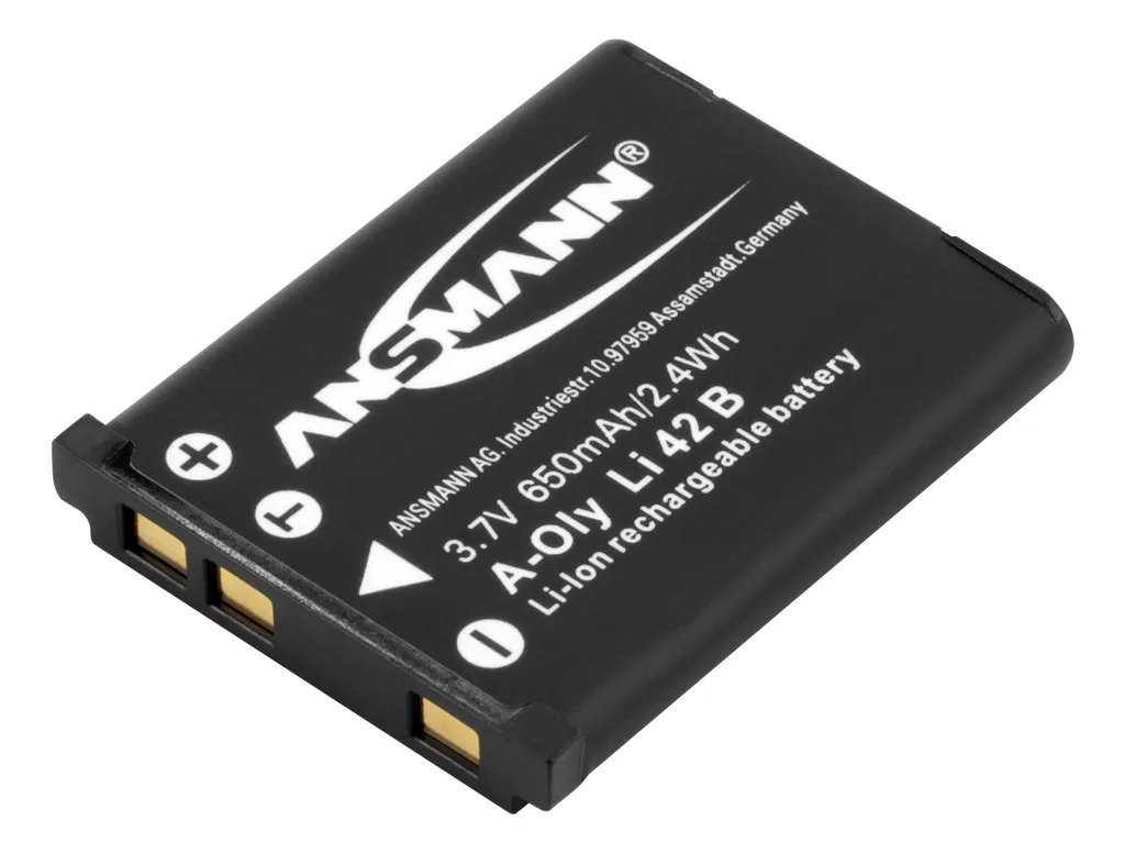 ANSMANN A-Oly Li 42 B - Batteria per fotocamera - Li-Ion - 650 mAh - per Olympus D-765; Stylus Tough TG-320, VG-165, 180; Stylus Smart D-770, VG-180