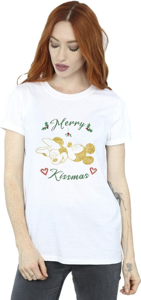 Disney - "Merry Kissmas" T-Shirt für Damen BI38723 (L) (Weiß)