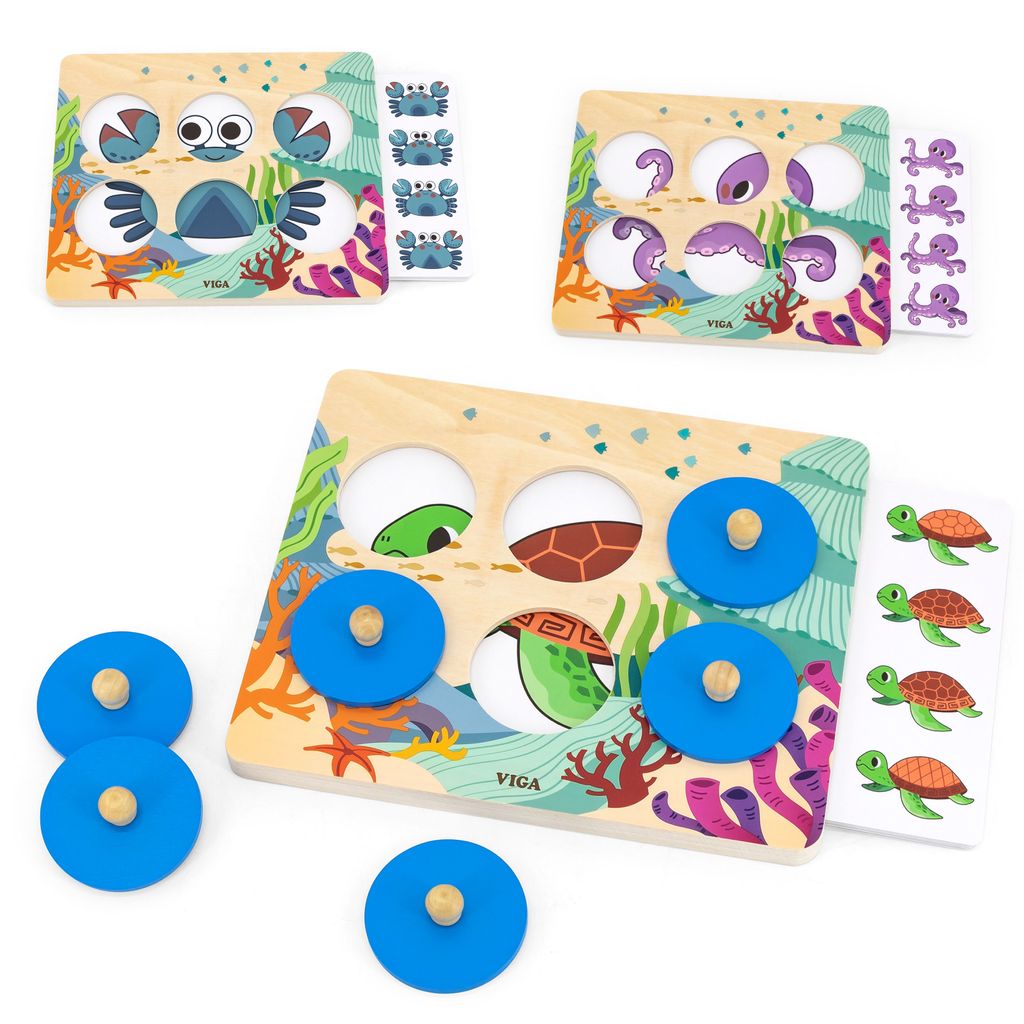 Viga Toys - Viga Vergleichsspiele Finde die Unterschiede Meerestiere