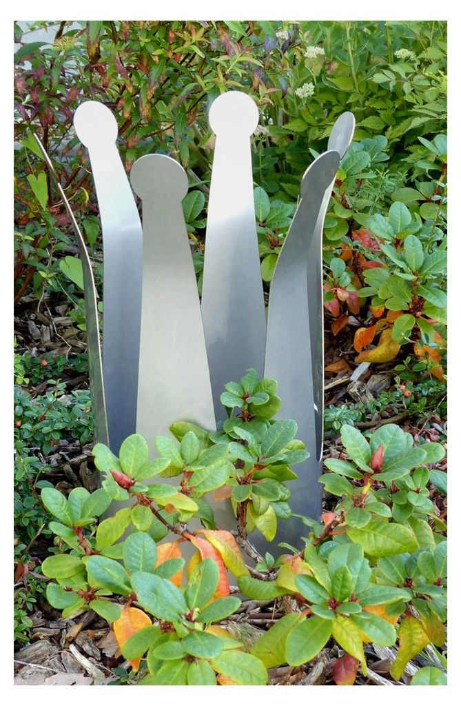 Krone M (Ø20 x H40 cm) Pflanzkübel und Rankhilfe aus Edelstahl für Garten, Balkon und Terrasse - Metall Deko zum Aufstellen - Germany