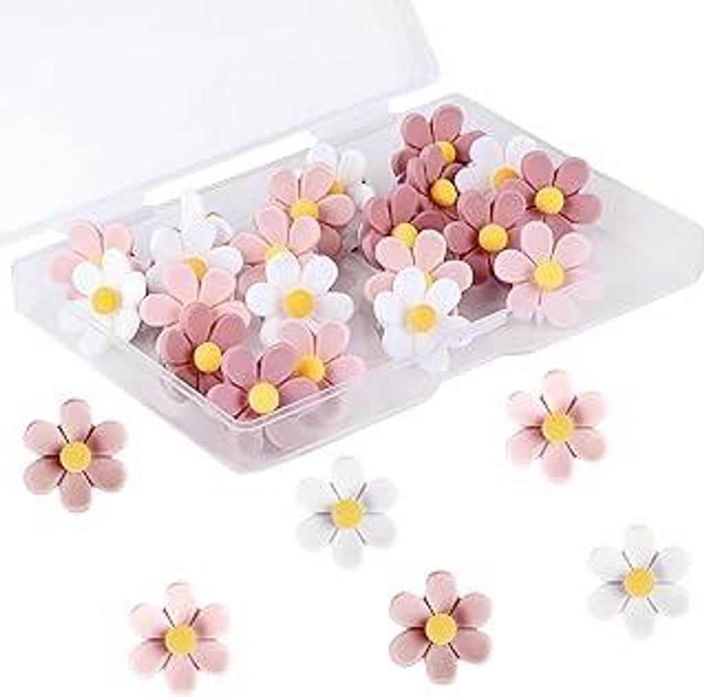 30 Stück Blumen Reißzwecken Heftzwecken Blumen Pinnnadeln für Korktafeln, Pins für Pinnwand, Dekorative Stecknadeln, Reißzweckenbrett, Pinnwan...