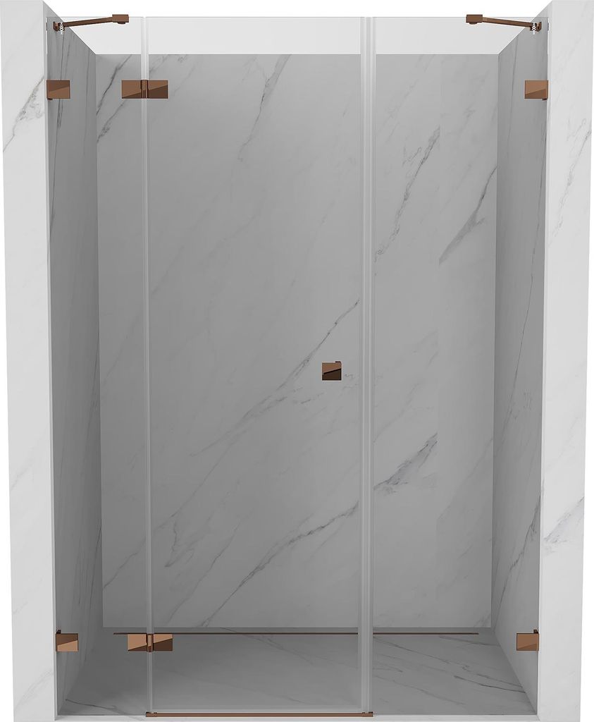 Mexen Lunar Duschdreh-Tür Linksanschlag 140 cm, transparent, Roségold - 834S-140-050-60-00-L
