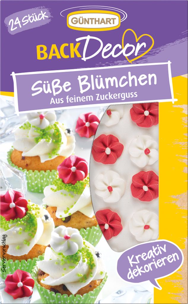 BackDecor 24 Blumen weiß & rot aus Zucker Produktbild 