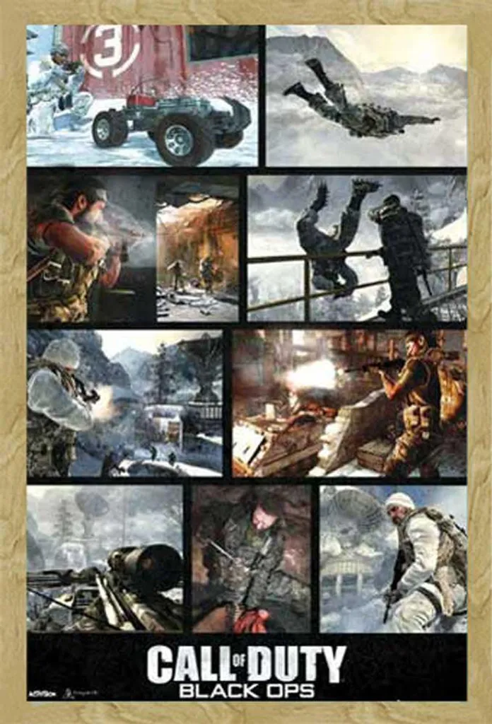 Rivivi l'azione: Poster Call of Duty Black Ops Maxi con Cornice Faggio