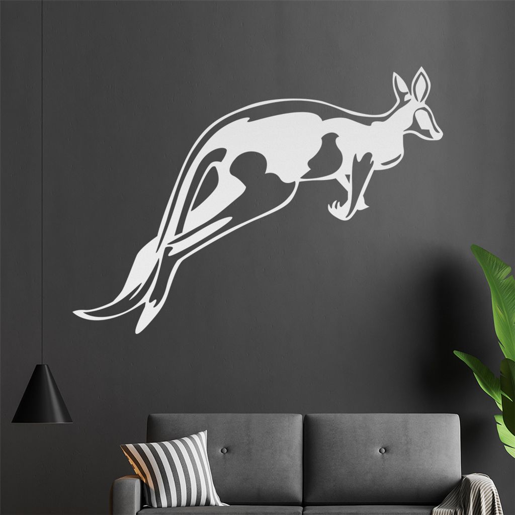 Känguru Wandtattoo in 6 Größen - Wandaufkleber Wall Sticker - Dekoration, Küche, Wohnzimmer, Schlafzimmer, Badezimmer
