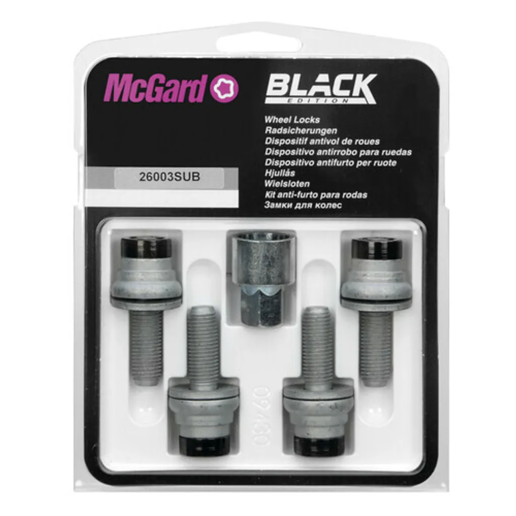 McGard Boulon Plat avec Rondelle de Sécurité Set de 4 Black Edition PVD