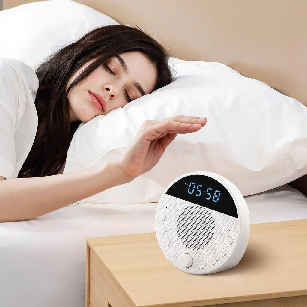 Sound Machine, 18 suoni rilassanti per dormire, luce notturna a 7 colori, macchina del rumore bianco 6 in 1 con doppio allarme, APP, timer di spegnimento automatico e funzione di memoria, per neonati, adulti, casa, ufficio e viaggi - 8