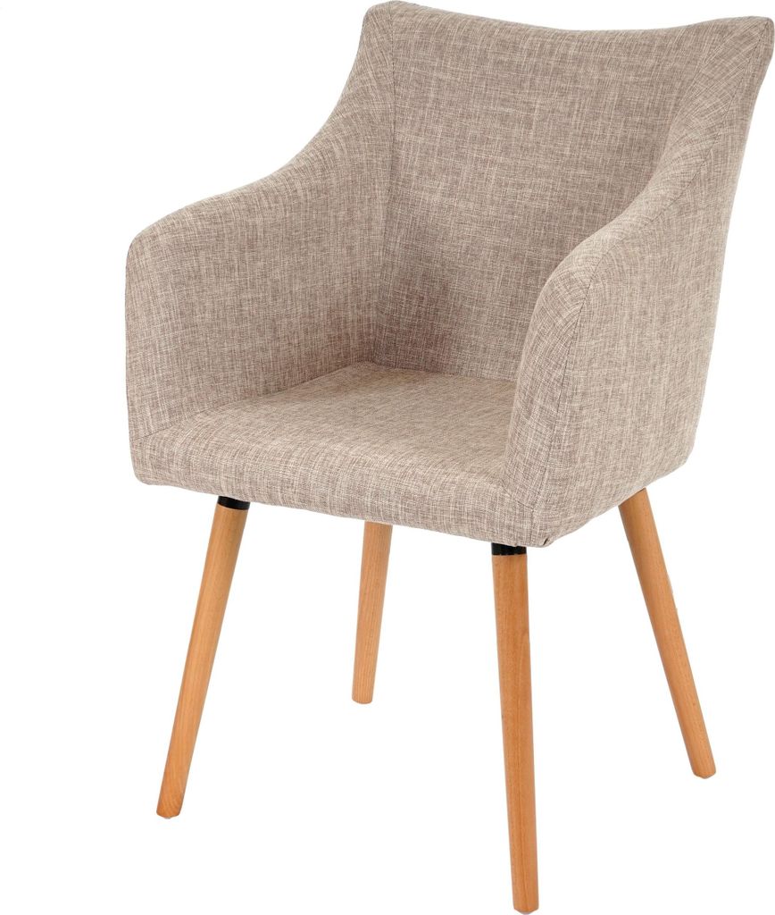 Esszimmerstuhl Malmö T382, Stuhl Küchenstuhl, Retro 50er Jahre Design Textil, creme/grau
