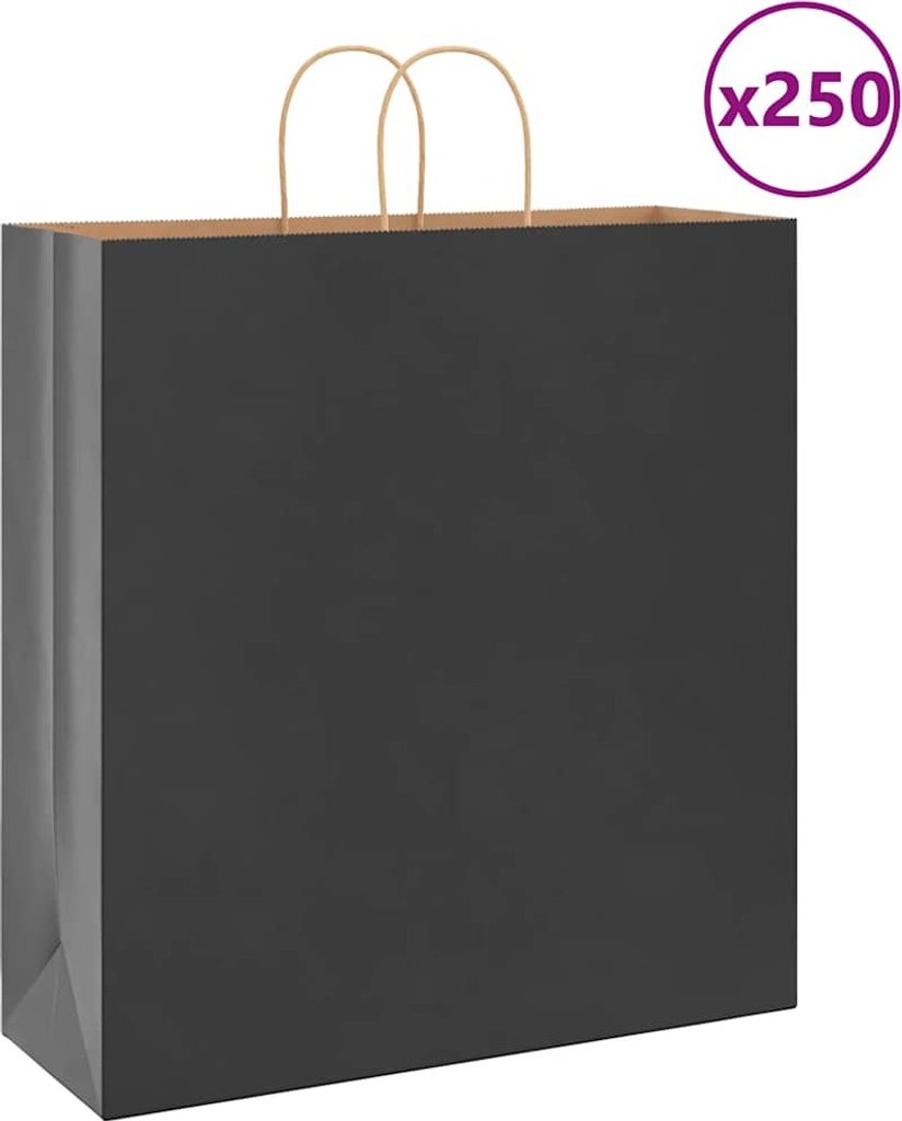 "2026 Promotion" Papiertragetaschen 250 Stk. - Hohe Qualität - mit Henkeln Schwarz 45x17x48 cm - Papiertüten CC25344
