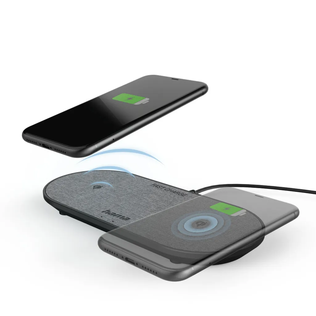 Chargeur sans fil rapide QI-FC10 DUO 10W avec revêtement noir antidérapant
