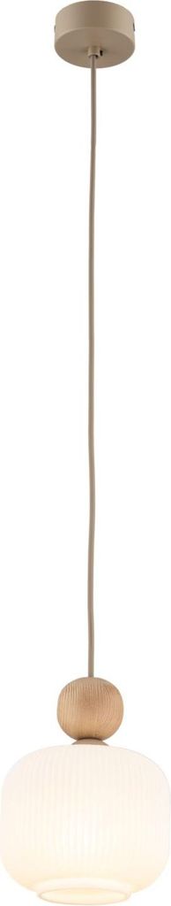 Pendelleuchte Metall Glas rund D: 15 cm H: max. 150 cm Sandfarben Weiß E14 Modern Hängelampe