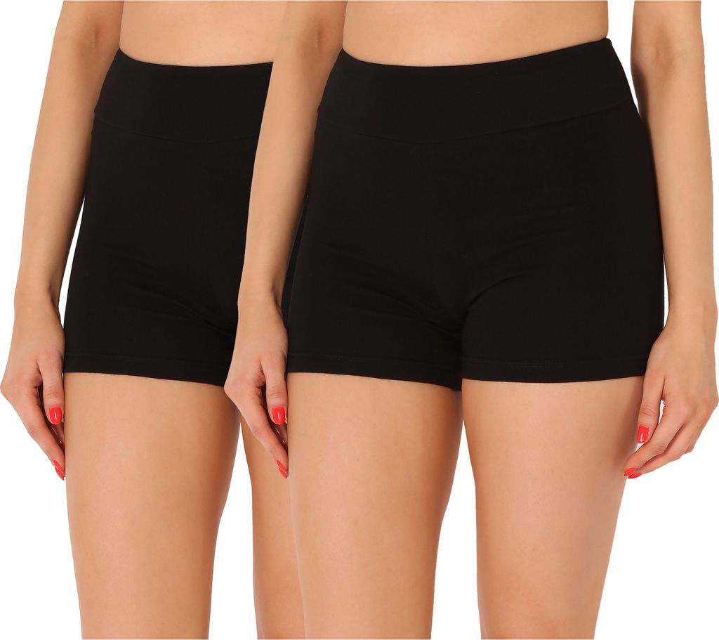 Merry Style Damen Shorts Radlerhose Boxershorts aus Baumwolle 2Pack MS10-359(Schwarz/Schwarz (2Pack), M)
