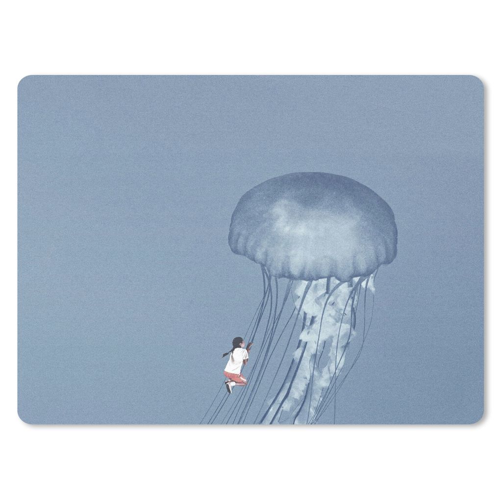 MuchoWow Mauspad Mousepad Kinder - Quallen - Meerestiere - Vintage 40x30 cm - Mousepads - Maus Mat - Pad - Mausunterlage - Anti Rutsch