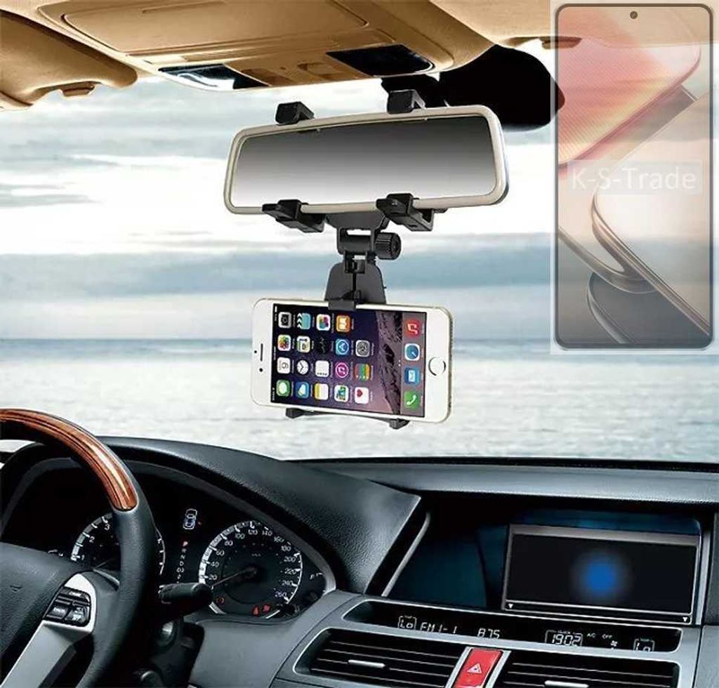 K-S-Trade Smartphone Halterung kompatibel mit Vivo iQOO Z9 Turbo+ Rückspiegel Halterung schwarz Auto Halterung KFZ Halter