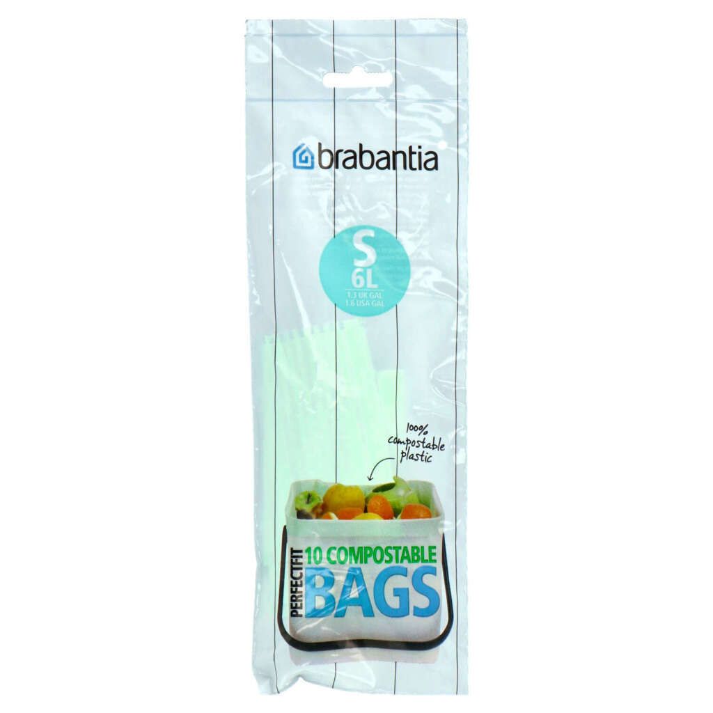 A package of Brabantia compostable bin liners.