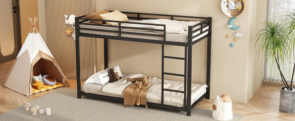 Lit Superposé en Fer Classique Noir 90x200 cm : Structure Stable et Durable - 20