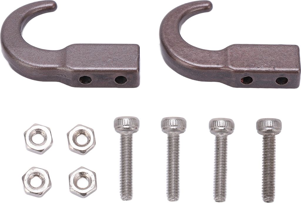 2 Set RC Metal Simulationsanhänger Haken Zinklegierungschlepp für SCX10 1/10 Kletterkartitanfarbe