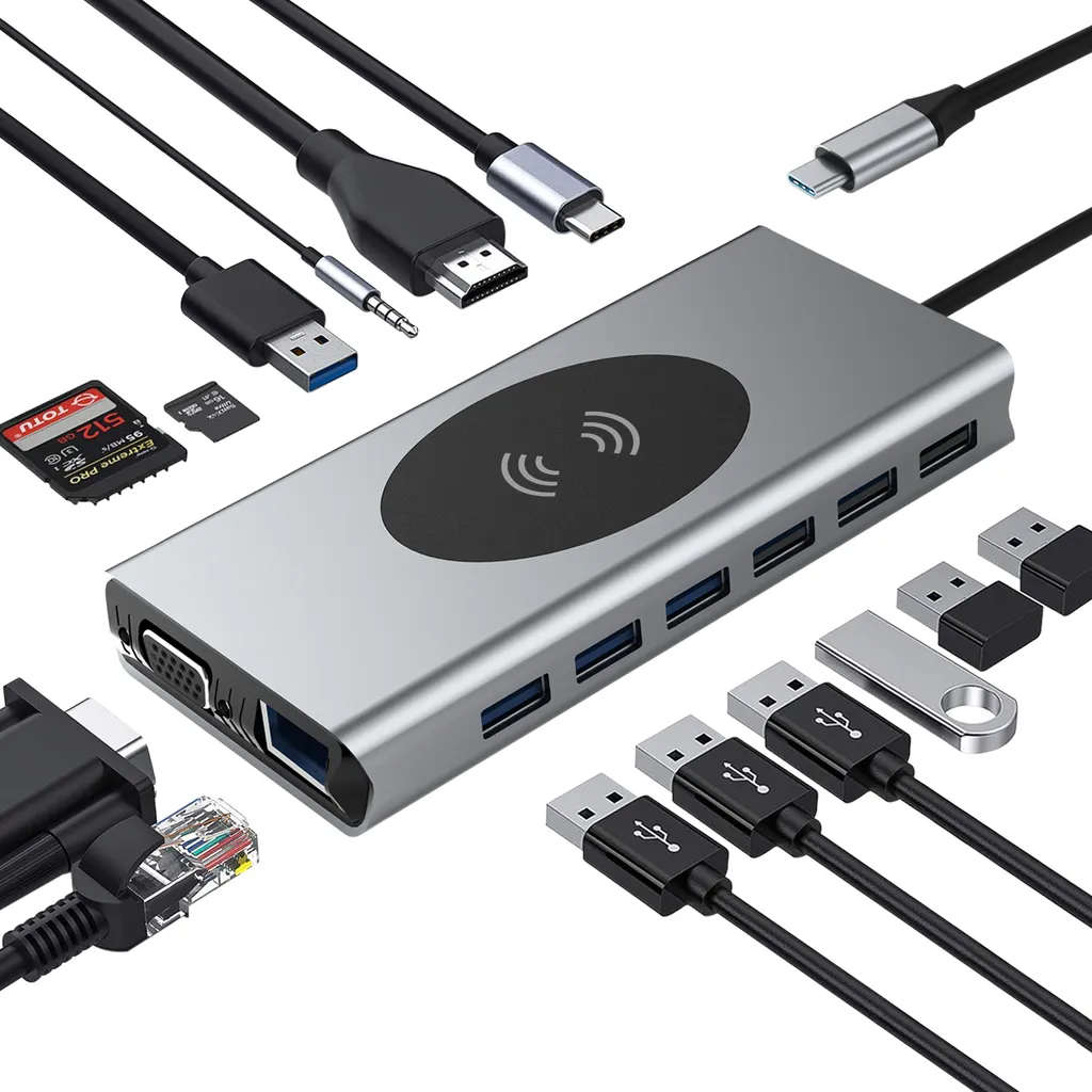 Adaptateur Multiport Type-C pour MacBook et PC Portable 15 en 1